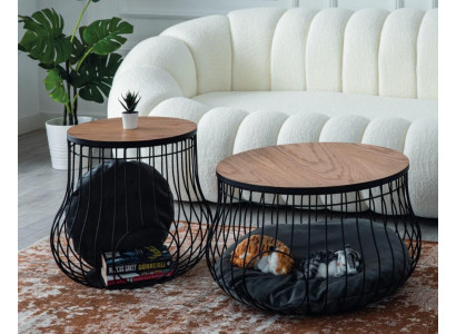 Luxury Set of 2x Coffee Table Table Round Tables Cat House Design Furniture Living room