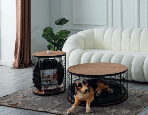 Design Set 2x Coffee table Dog Kennel Luxury Furniture for Living room Coffee tables