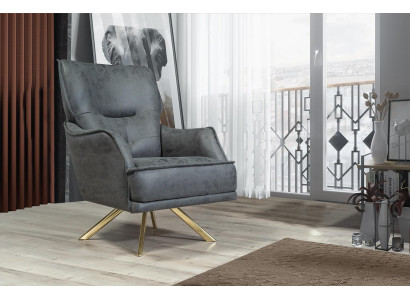 Gray one-seater exclusive r Armchair Lounge Club 1-Seater luxury one-seater