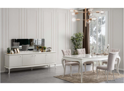 Dining set dinette Dining room Dining table Wood White Set 7-piece sideboard