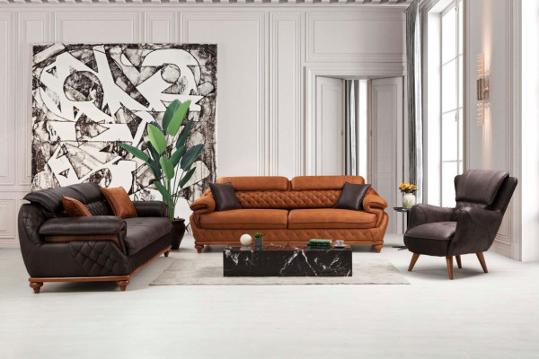 Living room Complete 3-piece Modern 2x three-seater sofa couch luxury armchair new