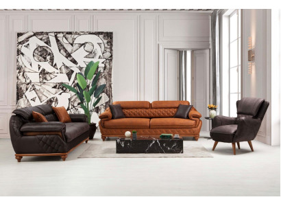 Living room Complete 3-piece Modern 2x three-seater sofa couch luxury armchair new