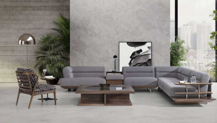 Modern living room set corner sofa L-shape armchair with coffee table luxury design