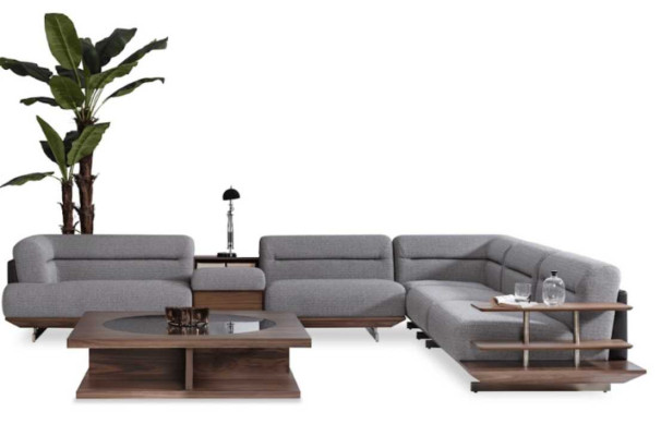 Modern living room set corner sofa L-shape armchair with coffee table luxury design