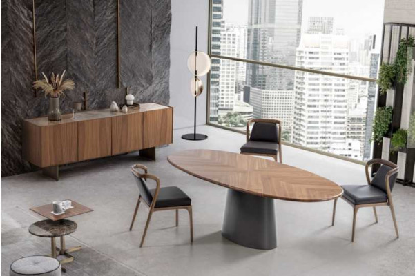 Luxury Dining room Set Dining table with Modern Design 6x Chairs with 2x Coffee tables