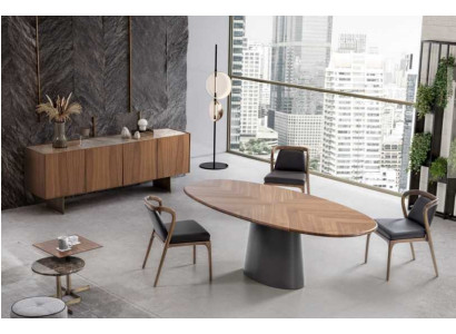 Luxury Dining room Set Dining table with Modern Design 6x Chairs with 2x Coffee tables