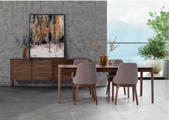Dining room Set Dining set Brown Dining table 4x Chairs with Sideboard Table