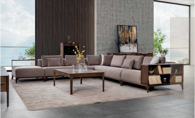 Luxury 2-piece living room set corner sofa L-shape with coffee table modern design