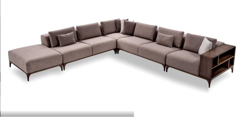 Luxury 2-piece living room set corner sofa L-shape with coffee table modern design
