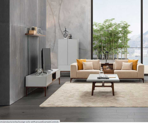 Luxury Living room Sofa Modern Design Wood with Textiles Two-seater