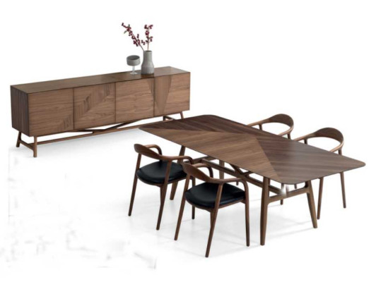 Modern 6-piece dining room set table 4x chairs with sideboard dining set group