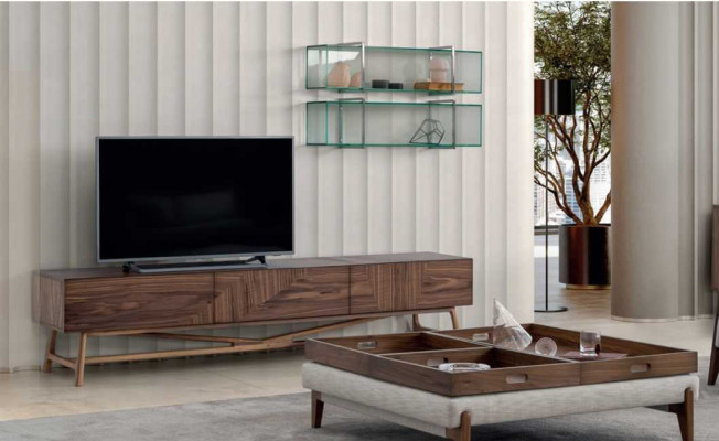 Living room TV lowboard with 2x Wall shelf Luxury Design Sideboarad Wall unit
