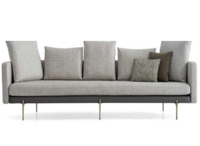 Modern 4 Seater Sofa Gray Color Living room Upholstery Textile Three Seater Couch