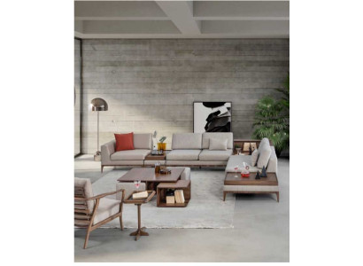 Living room Corner sofa L-shape Wood Corner suite Sofa Couches Luxury Furniture
