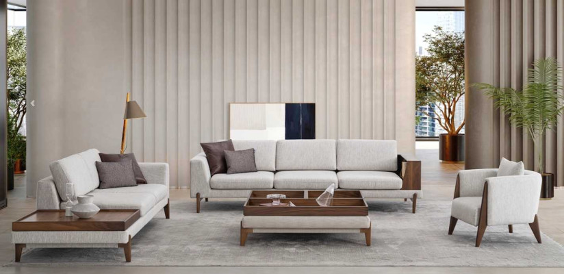 Living room Set 2x Sofa Armchair Coffee table Sofa set Sets Couches Furniture