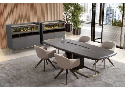 Wood Luxury Dining Room Set Modern Dining table 4x Chairs with Sideboard Furniture