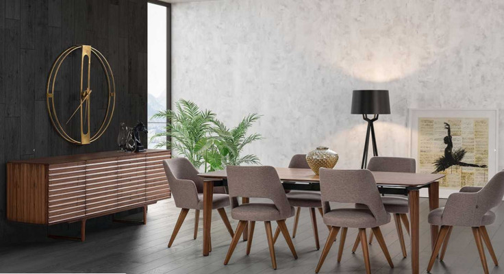 Dining room modern set sideboard 6x chair with dining table luxury design set