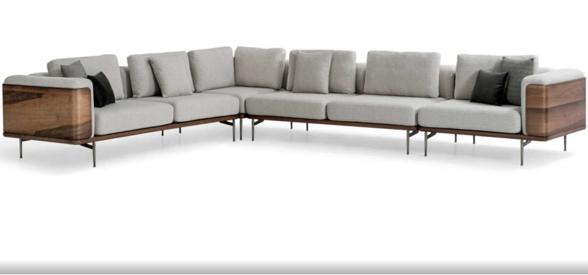 Living room Corner sofa L-shape Wood Modern with Luxury Design Corner suite