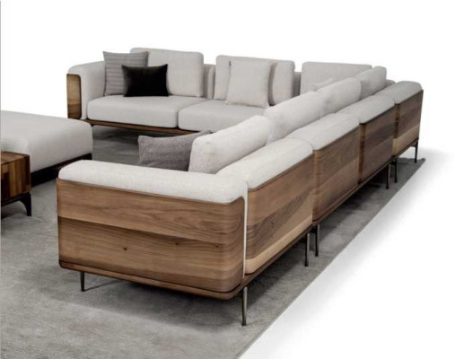Living room Corner sofa L-shape Wood Modern with Luxury Design Corner suite