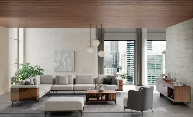 Living room Corner sofa L-shape Wood Modern with Luxury Design Corner suite