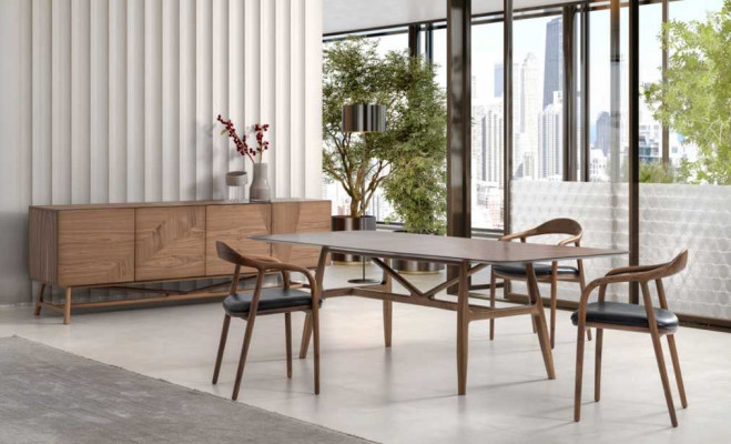 Luxury Set Dining room 6-piece dining set Dining set Set Table 4x Chairs with Sideboard