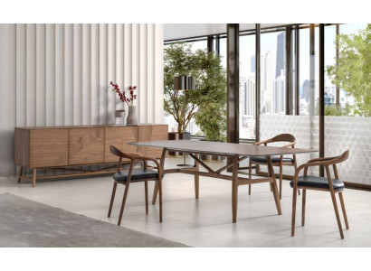 Luxury Set Dining room 6-piece dining set Dining set Set Table 4x Chairs with Sideboard