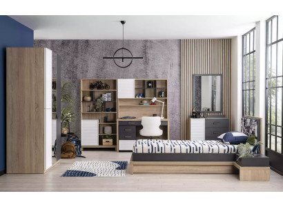 Children's furniture suite Children's bed Children's room bed wood gray set 10 pieces
