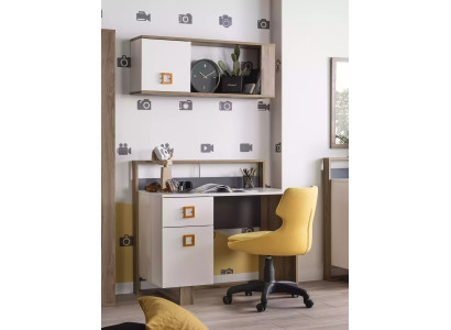 Desk Childrens room Set 3pcs Shelf Computer Wood Armchair Yellow new
