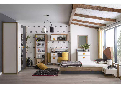 Children's furniture suite Children's bed Children's room bed wood gray set 9 pieces