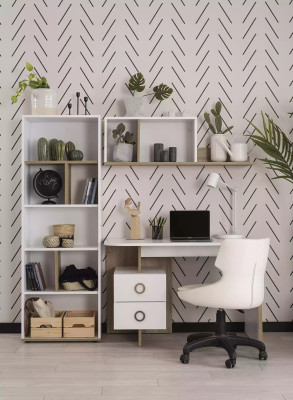 Children's Desk Bookshelf Wood White Set 3-piece design