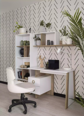 Children's Desk Bookshelf Wood White Set 3-piece design