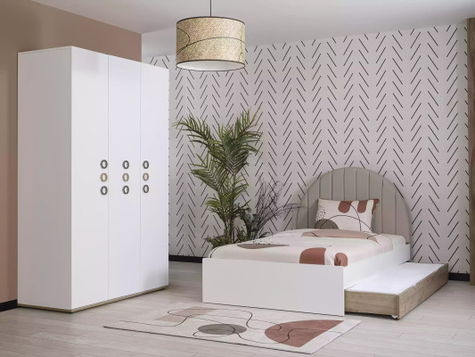 Bed frame Childrens bed Kinderfurniture Childrens room Bed Wood White Modern