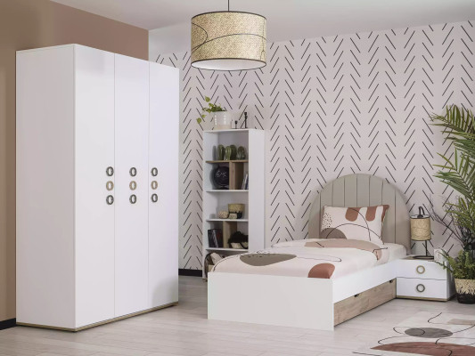 Design Childrens room Complete Bed Children's Furniture Wood White Set 4pcs new