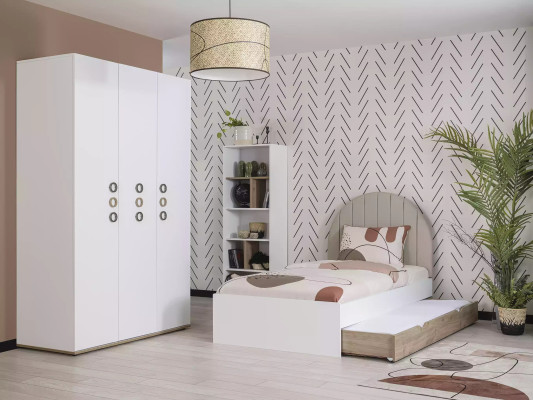 Design Childrens room Complete Bed Children's Furniture Wood White Set 4pcs new