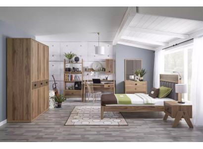 Kinderfurniture Group Youth Bed Childrens Room Bed Wood Brown Set 8 Pieces