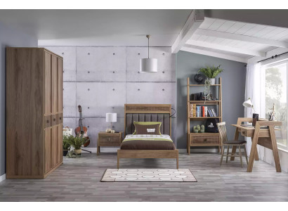 Youth bed bedroom furniture wooden bed complete e bed brown set 5 pieces