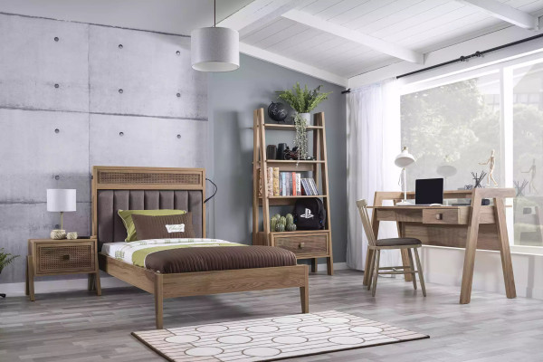 Youth bed bedroom furniture wooden bed complete e bed brown set 5 pieces