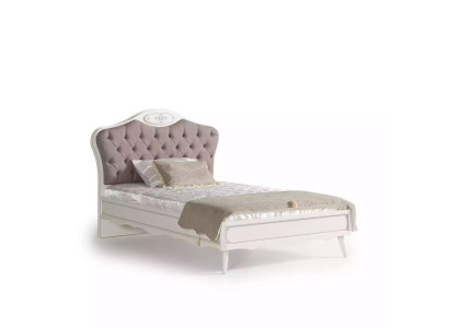 Luxury Chesterfield Bed 120 cm Bed Frame Fabric Gray Youth Bed Wood