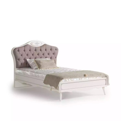 Chesterfield Bed 100 cm Bed Frame Fabric Luxury Gray Youth Bed Wood