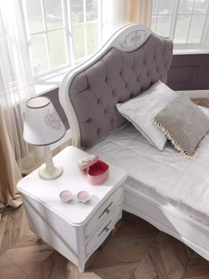 Complete e Bed Frame Chesterfield Bed 120 cm Set 6pcs White Fabric new