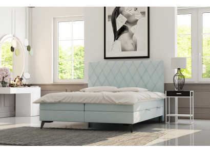 Bedroom Bed Luxury Furniture Upholstery Fabric Modern Design Box Spring Bed
