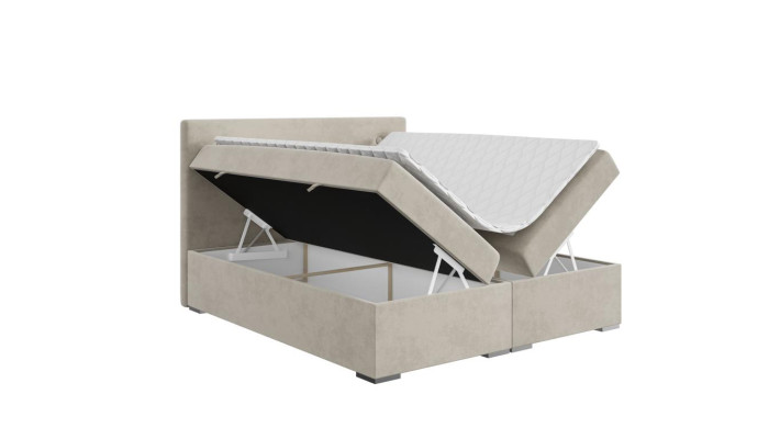 Bedroom Bed Upholstery Modern Design Luxury Double bed Beige box spring bed