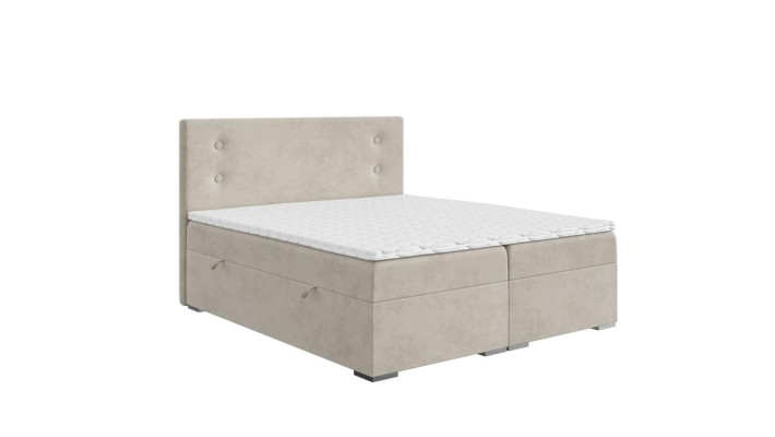 Bedroom Bed Upholstery Modern Design Luxury Double bed Beige box spring bed