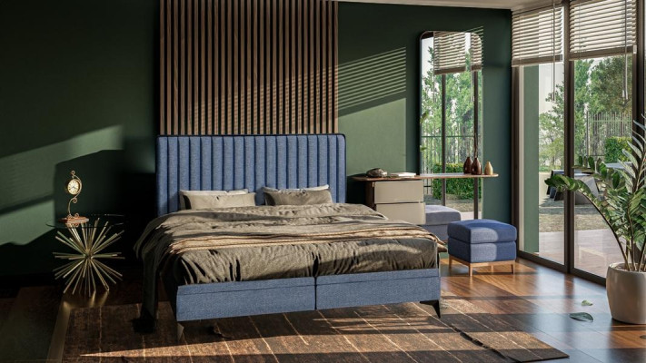 Bed Modern Double bed Designer Bedroom Upholstery Fabric Furniture Beds