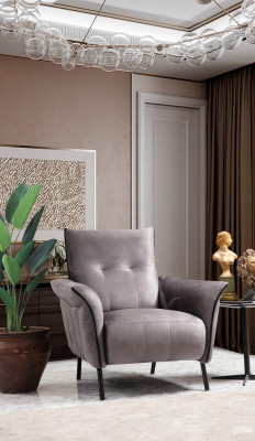 Designer Armchair Living room Furniture Modern Luxury Armchair Gray Upholstery Textile
