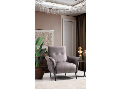 Designer Armchair Living room Furniture Modern Luxury Armchair Gray Upholstery Textile