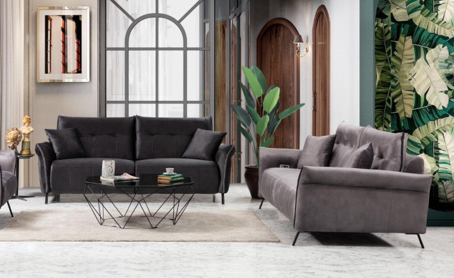 Sofa set Set 2 pieces Living room 2x Sofa Couch Three-seater Modern Furniture
