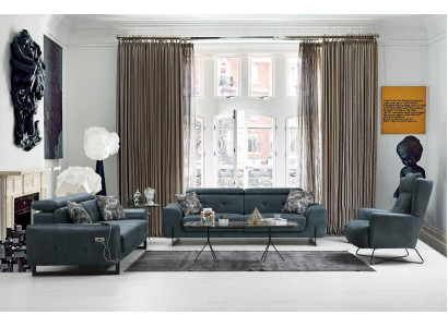 Modern set 3 pieces living room sofa set designer seating furniture upholstered armchair new