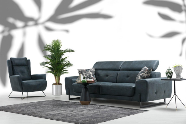 Sofa set 2 pieces three-seater sofa couch living room designer armchair textile furniture