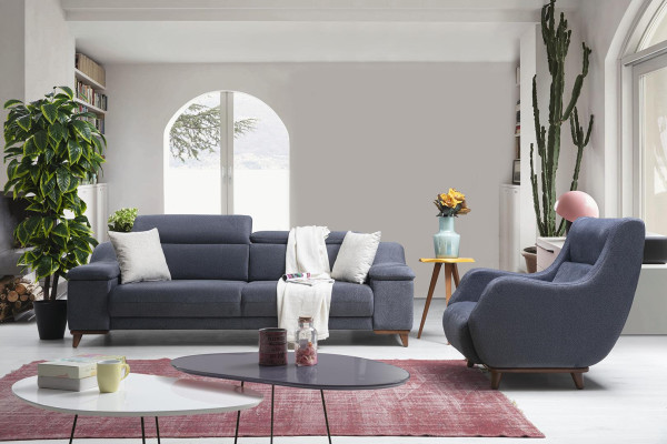 Living room Complete 2-piece three-seater sofa Modern Armchair Textile new Furniture Couch